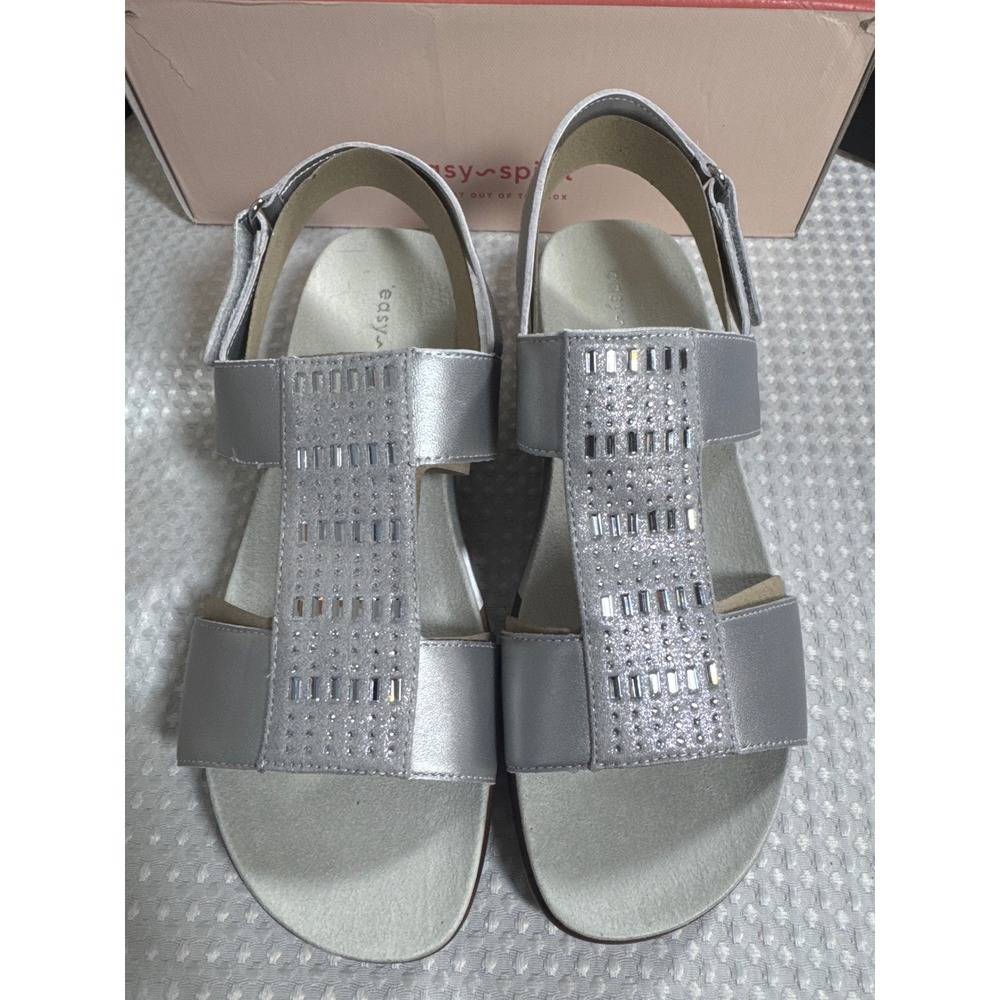 Easy Spirit Sandals Womens 9.5M Behazel Silver Casual EEHAZEL NIB